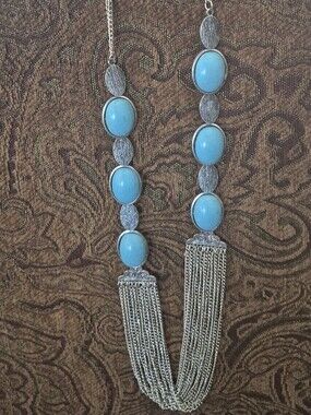 Multi Chain Long Necklace Set silvertone 30"